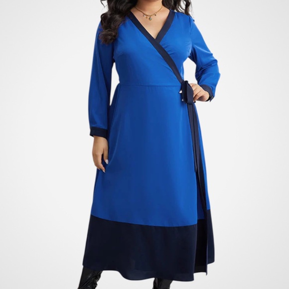 Eloquii Dresses & Skirts - NWT Eloquii Blue Black Wrap Dress Size 22 / 24 Retail $109.00